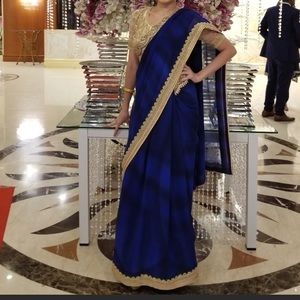 Indian Saree Navy Blue and Gold